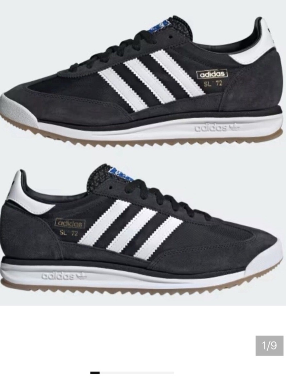 adidas SL72 RS Retro Sneaker in Black & White. Men’s 11 1/2.